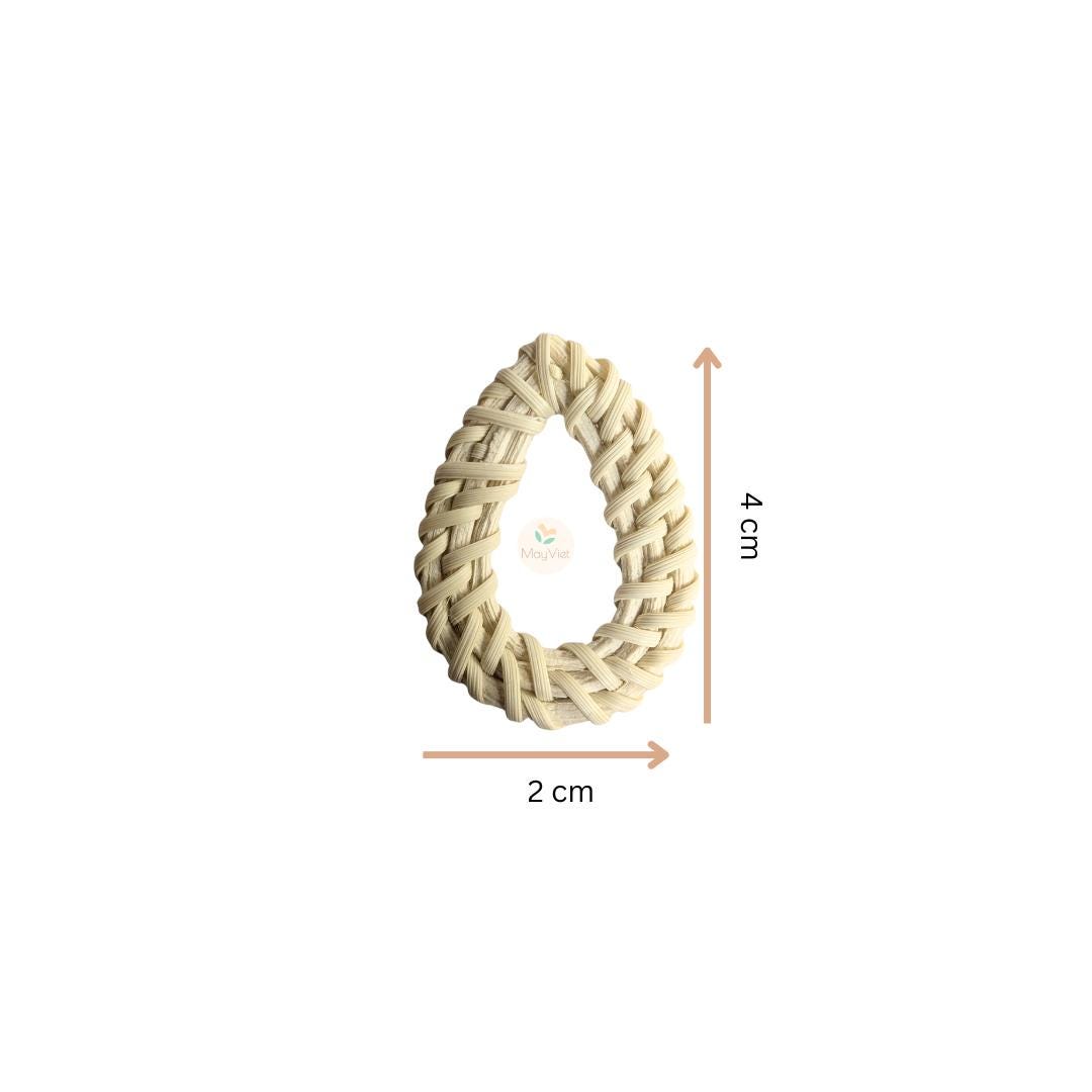 4 pcs Handwoven Natural Rattan Charms For Earrings, Boho Jewelry White Teardrop Shape