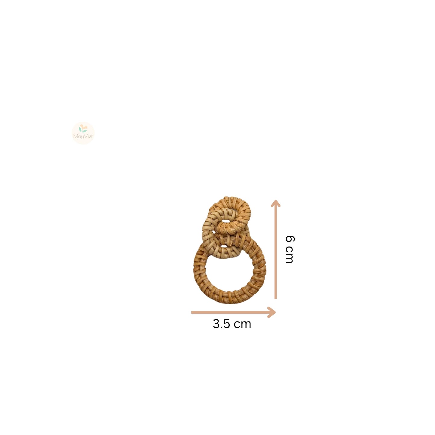 4 pcs Handwoven Natural Rattan Charms For Earrings Pendant, Boho Jewelry 3 Circles