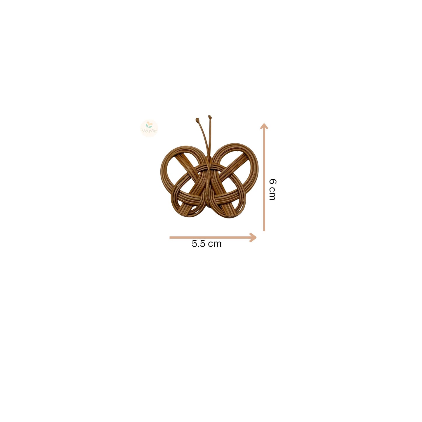 4 pcs Handwoven Natural Rattan Charms Boho Decor Brown Butterfly