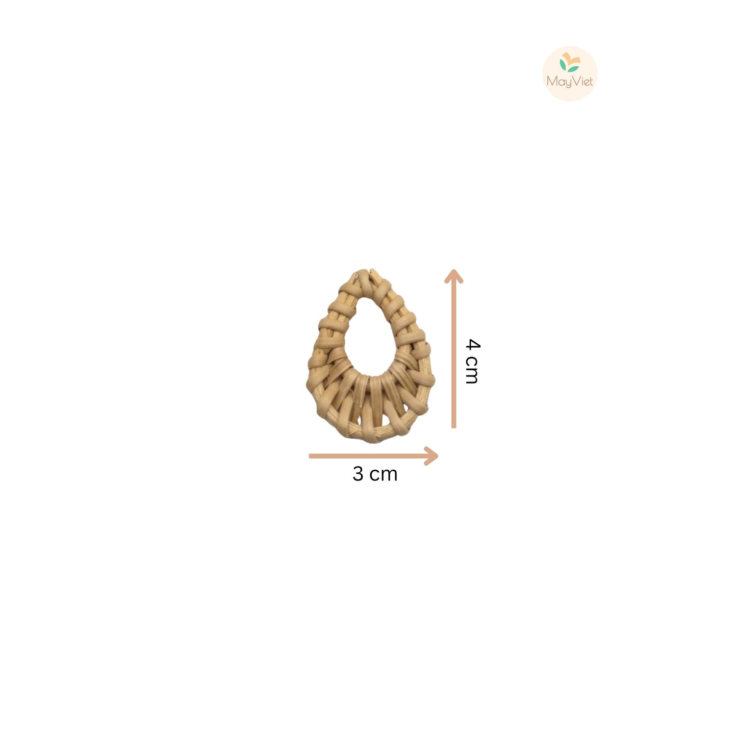4 pcs Handwoven Natural Rattan Charms For Earrings, Boho Jewelry Teardrop Shape