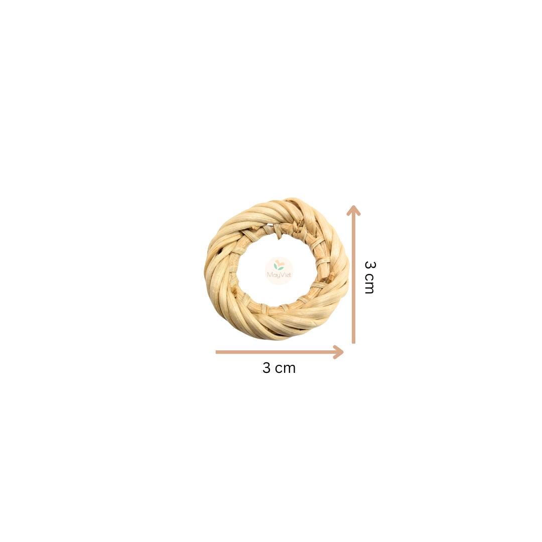 4 pcs Handwoven Natural Rattan Charms For Earrings, Boho Jewelry White Round Shape