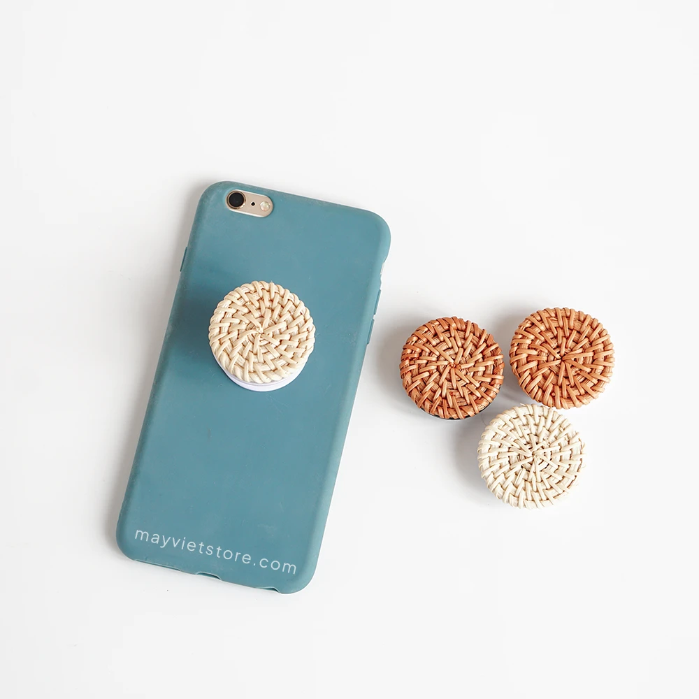 Rattan Wicker Phone Holder, Popsocket
