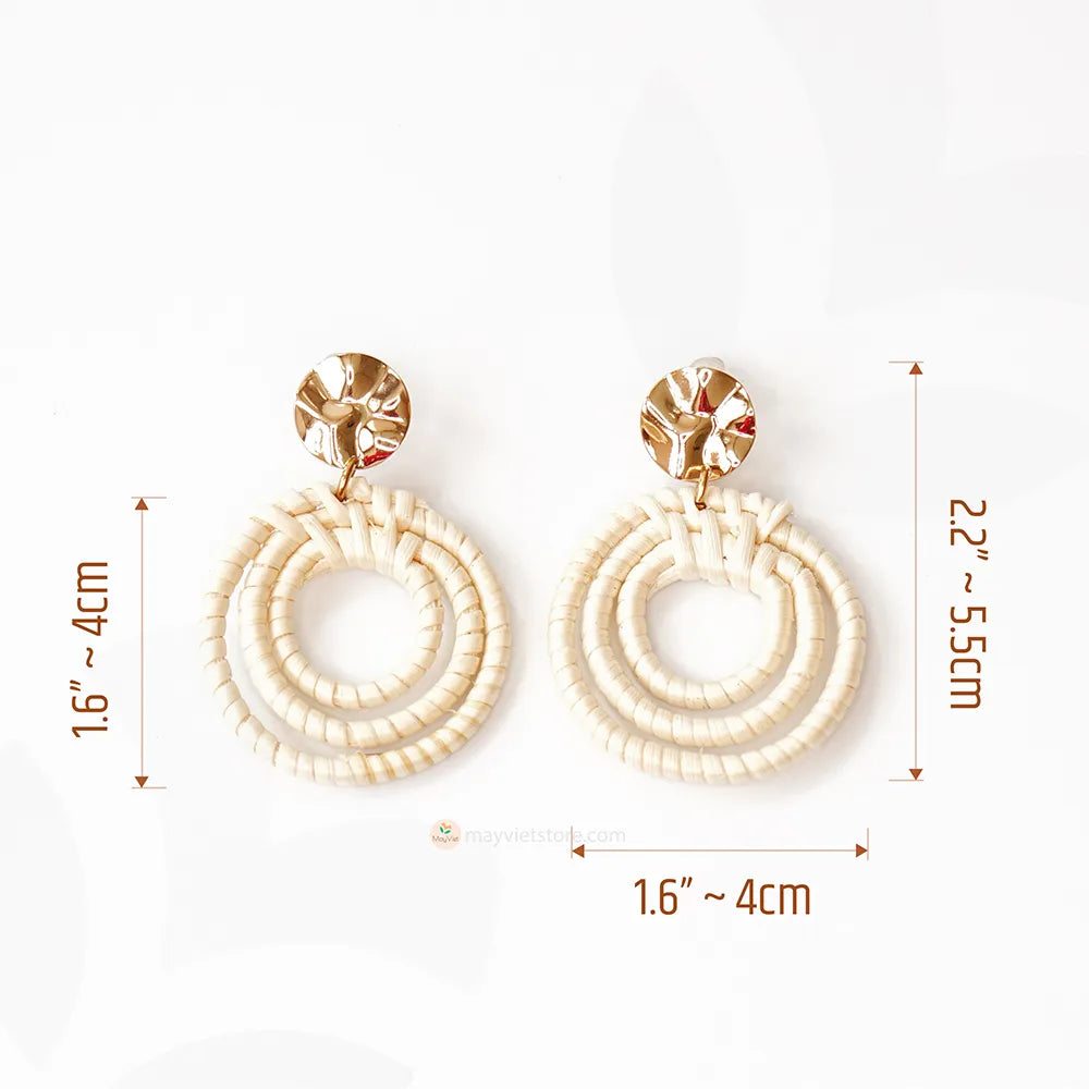 Rattan Wicker Hoop Earrings 3 Circles_ER-19