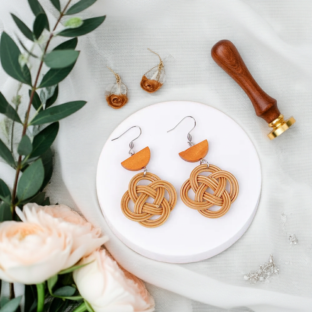 Rattan Wicker Earrings Charms_ ER-06