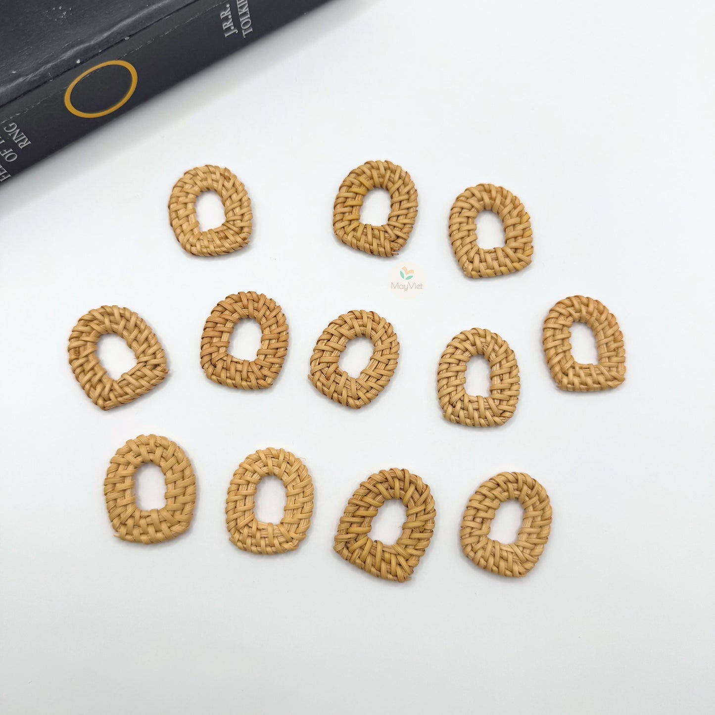 10+ pcs Handwoven Natural Rattan Charms For Earrings, Boho Jewelry Making Window Shape