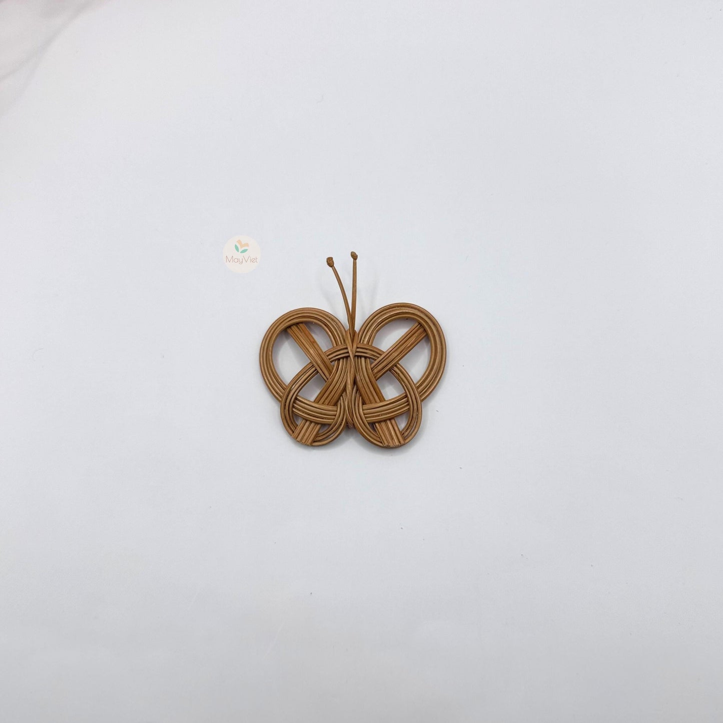 4 pcs Handwoven Natural Rattan Charms Boho Decor Brown Butterfly