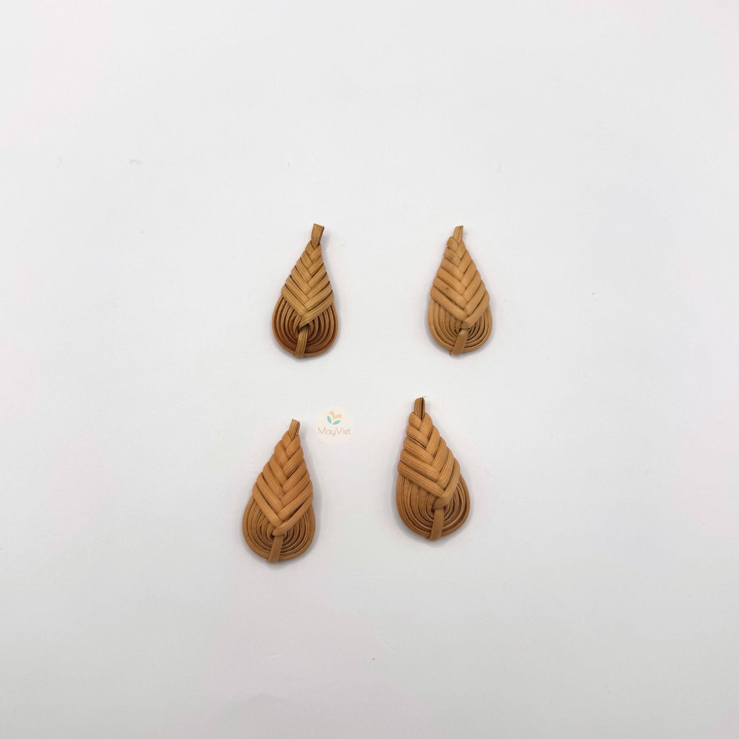 4 pcs Handwoven Natural Rattan Charms For Earrings Pendant, Boho Jewelry Making Teardrop Shape