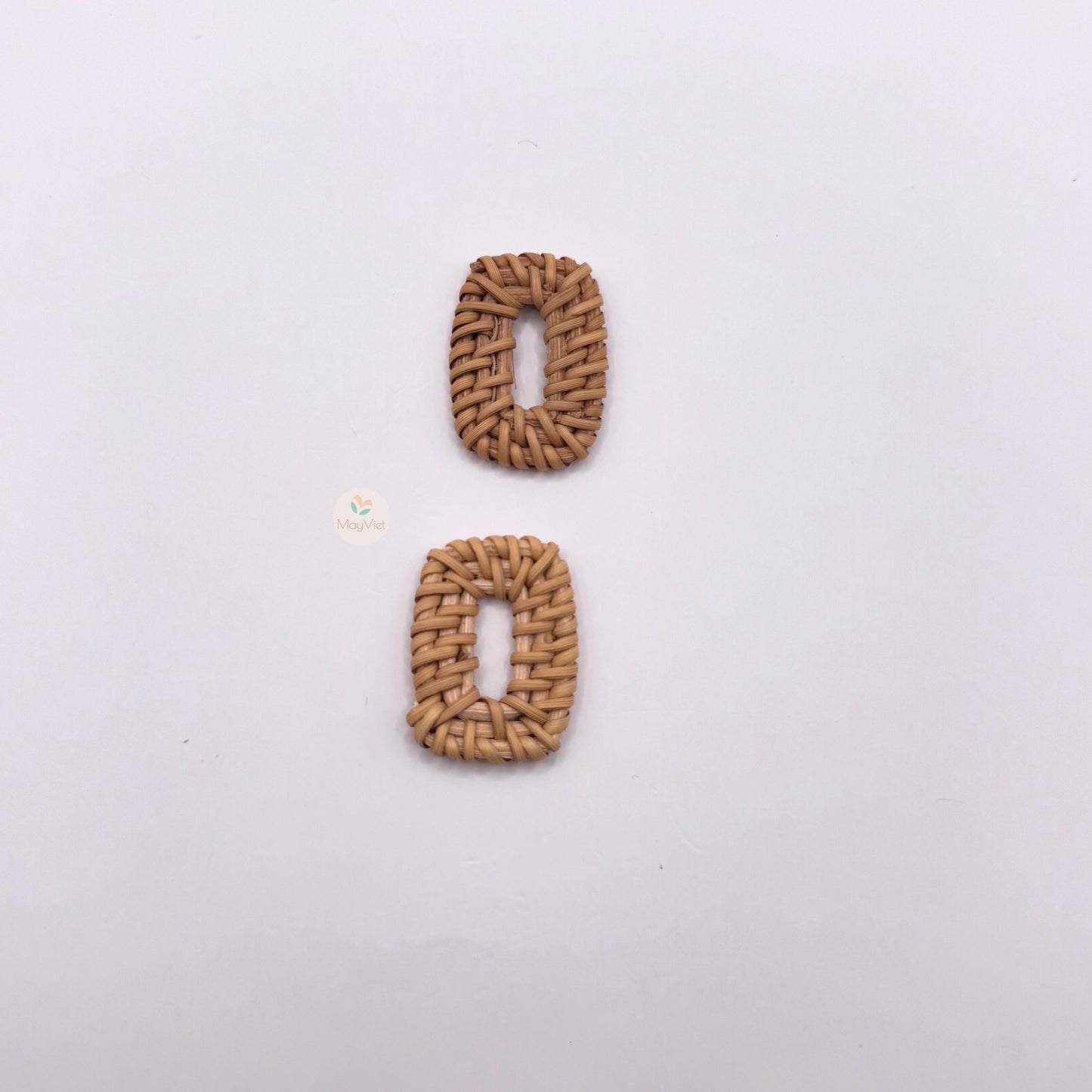 4 pcs Handwoven Natural Rattan Charms For Earrings Pendant, Boho Jewelry Brown Rectangle