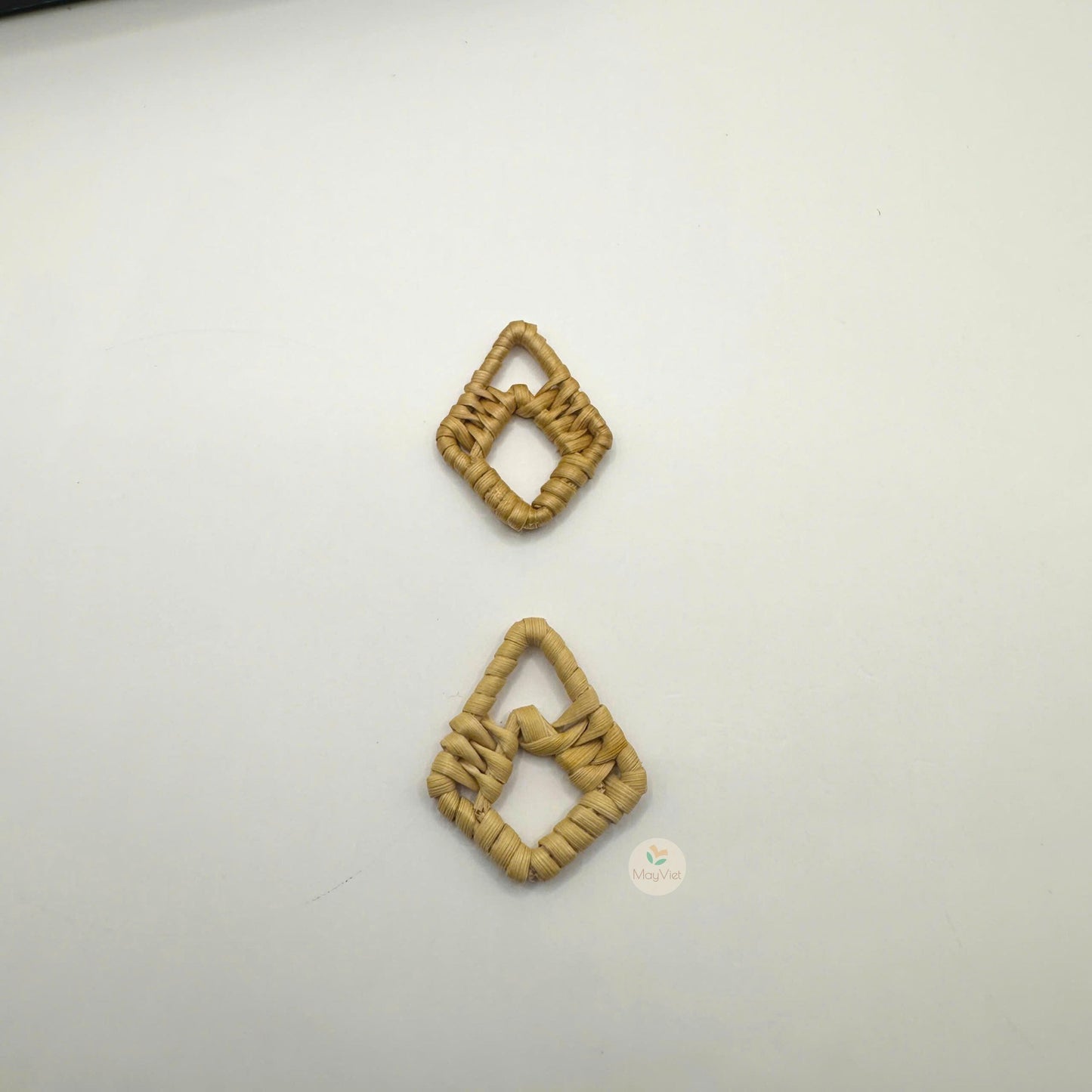 10+ pcs Handwoven Natural Rattan Charms For Earrings Pendant, Boho Jewelry Making Brown Diamond Shape