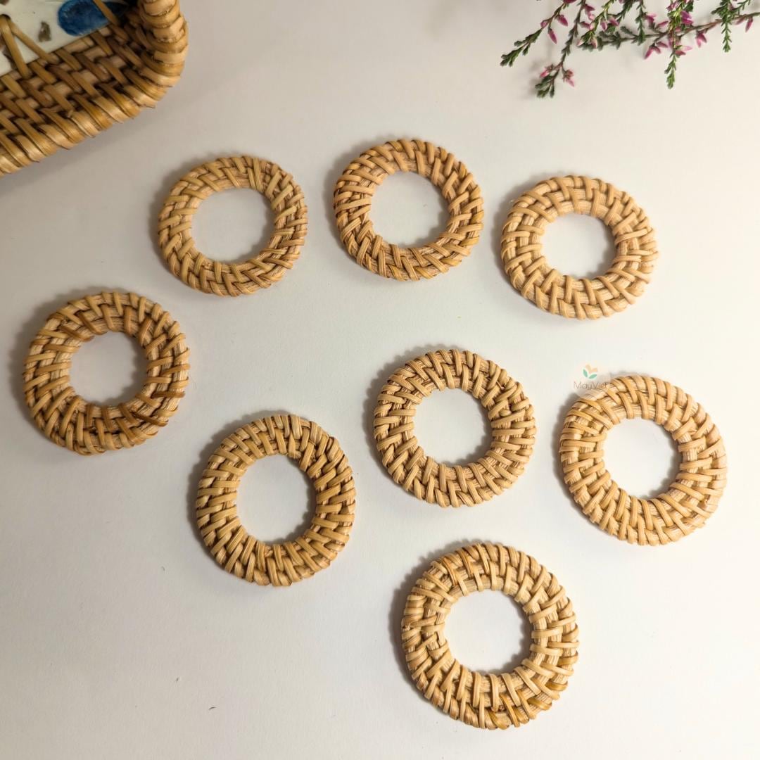 4 pcs Handwoven Natural Rattan Charms For Earrings, Boho Jewelry Triangle Shape