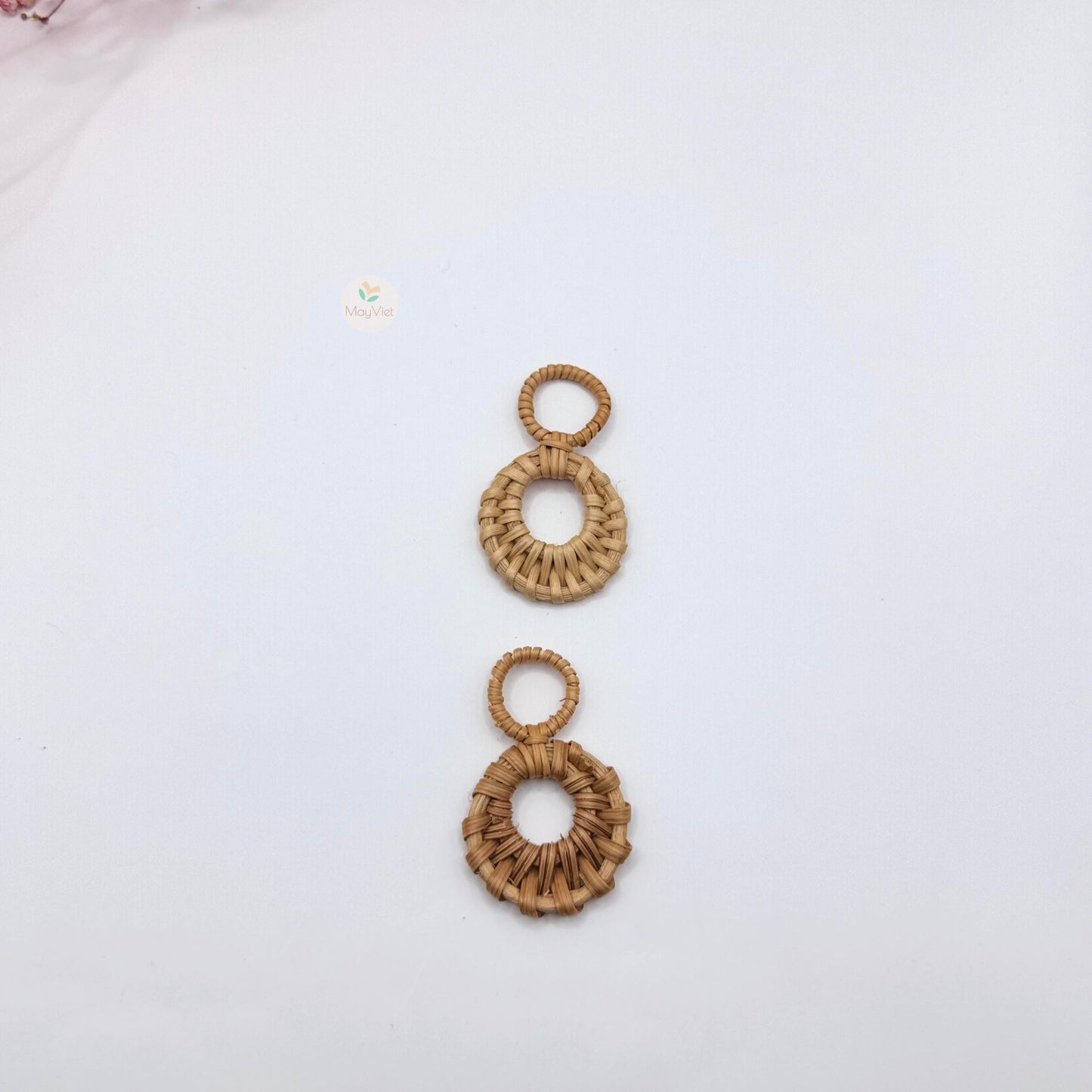 10+ pcs Handwoven Natural Rattan Charms For Earrings Pendant, Boho Jewelry Making Brown Double Circle