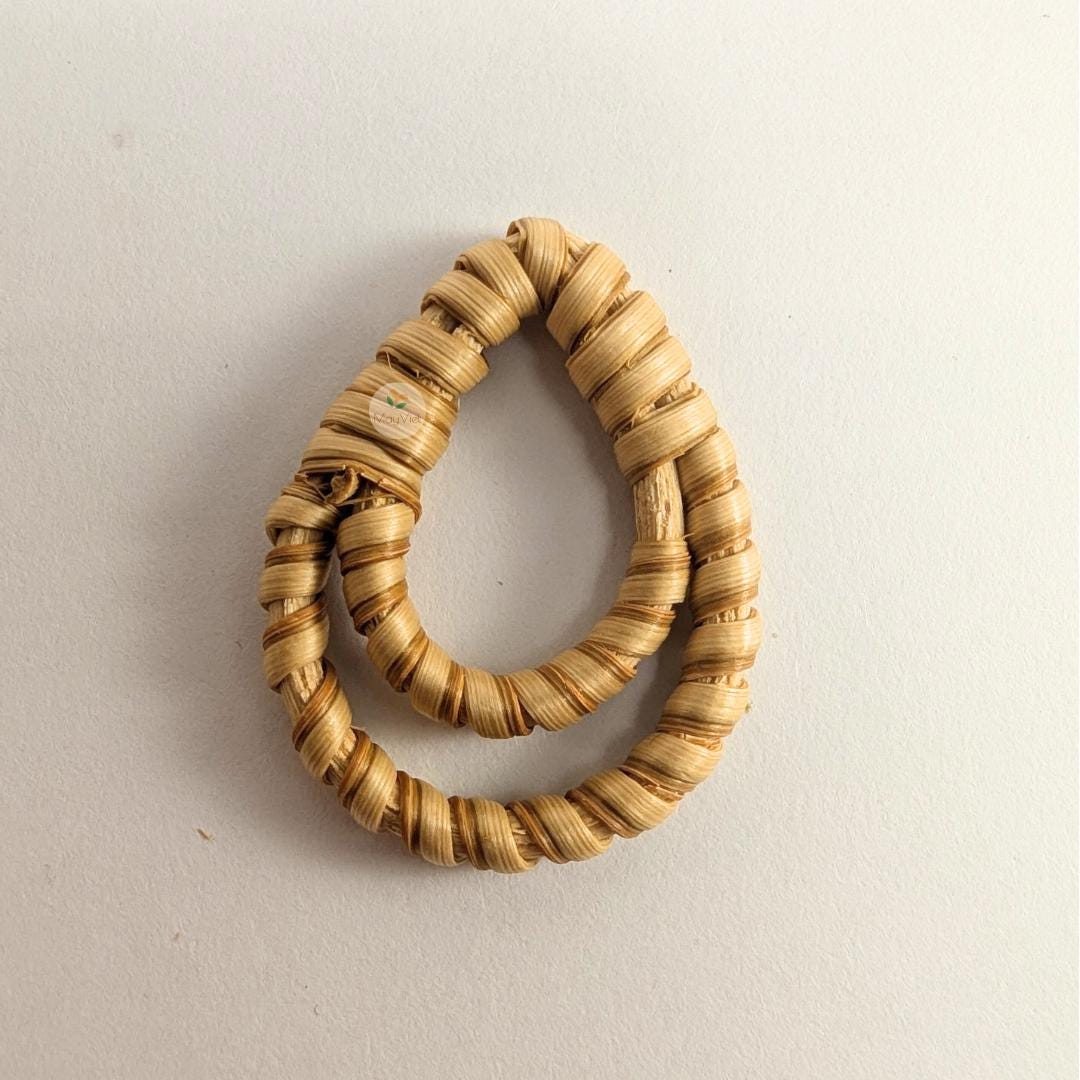 4 pcs Handwoven Natural Rattan Charms For Earrings, Boho Jewelry Brown Teardrop Shape