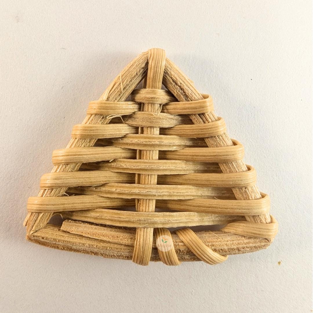 4 pcs Handwoven Natural Rattan Charms For Earrings, Boho Jewelry Triangle Shape