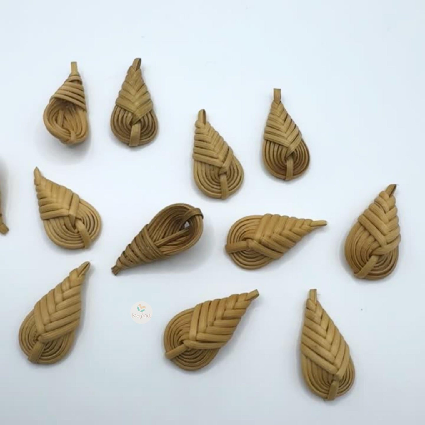 4 pcs Handwoven Natural Rattan Charms For Earrings Pendant, Boho Jewelry Making Teardrop Shape