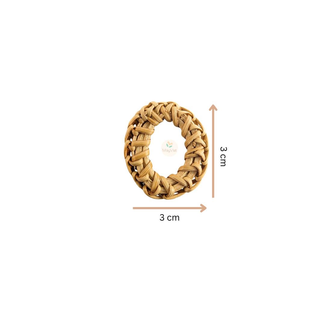 4 pcs Handwoven Natural Rattan Charms For Earrings, Boho Jewelry Ellipse Shape