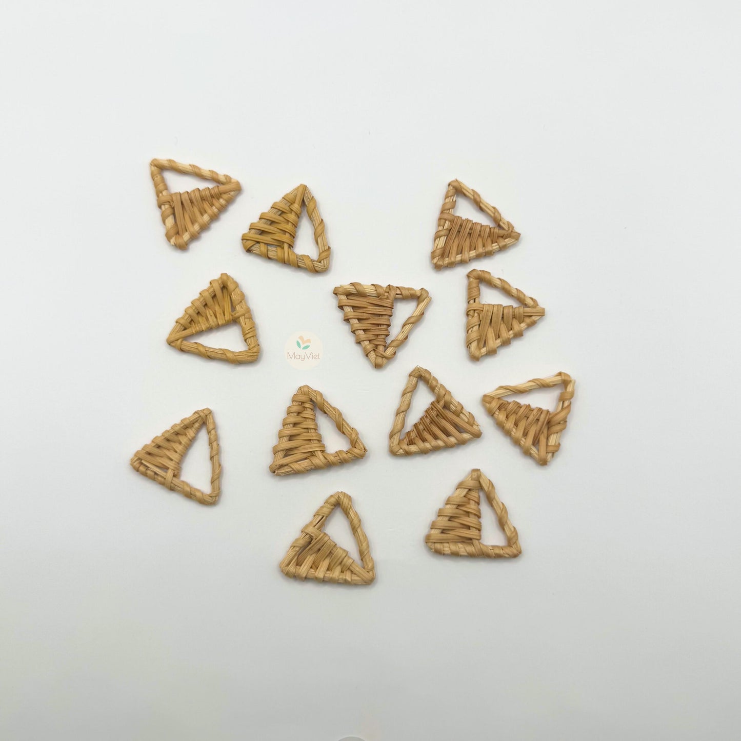 4 pcs Handwoven Natural Rattan Charms For Earrings Pendant, Boho Jewelry Half Triangle Shape