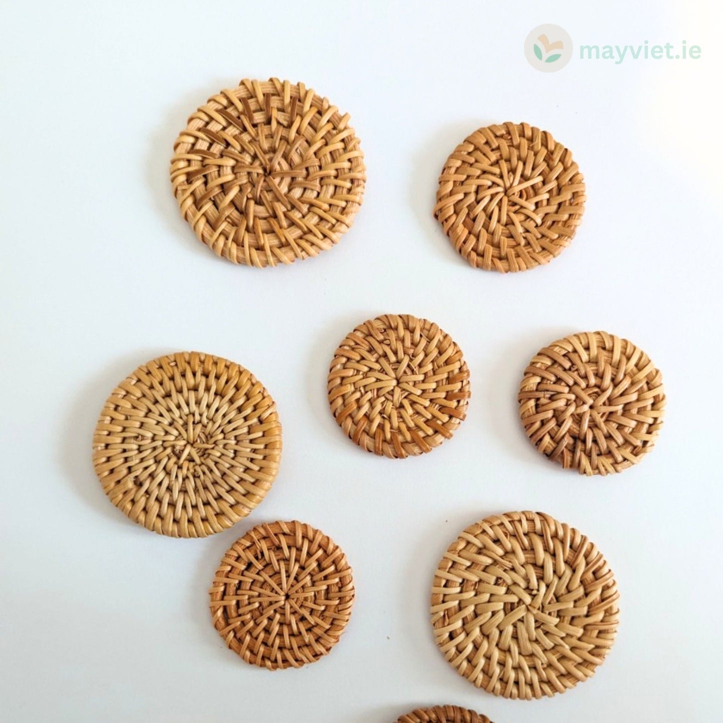 4 pcs Handwoven Natural Rattan Charms For Earrings, Boho Jewelry Making Round,Shape