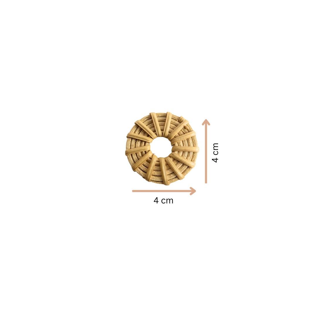 4 pcs Handwoven Natural Rattan Charms For Earrings, Boho Jewelry Round Shape