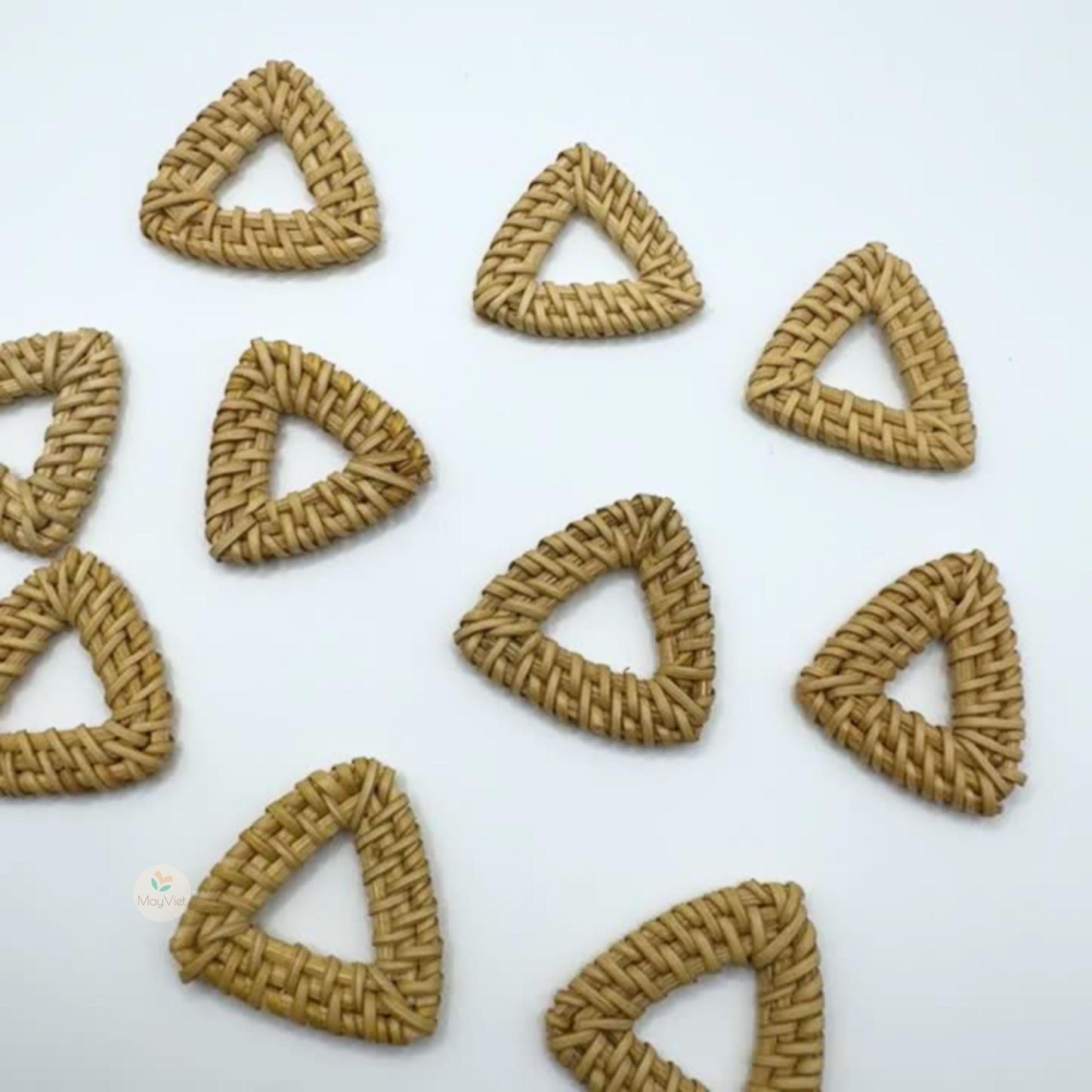 4 pcs Handwoven Natural Rattan Charms For Earrings Pendant, Boho Jewelry Triangle Shape