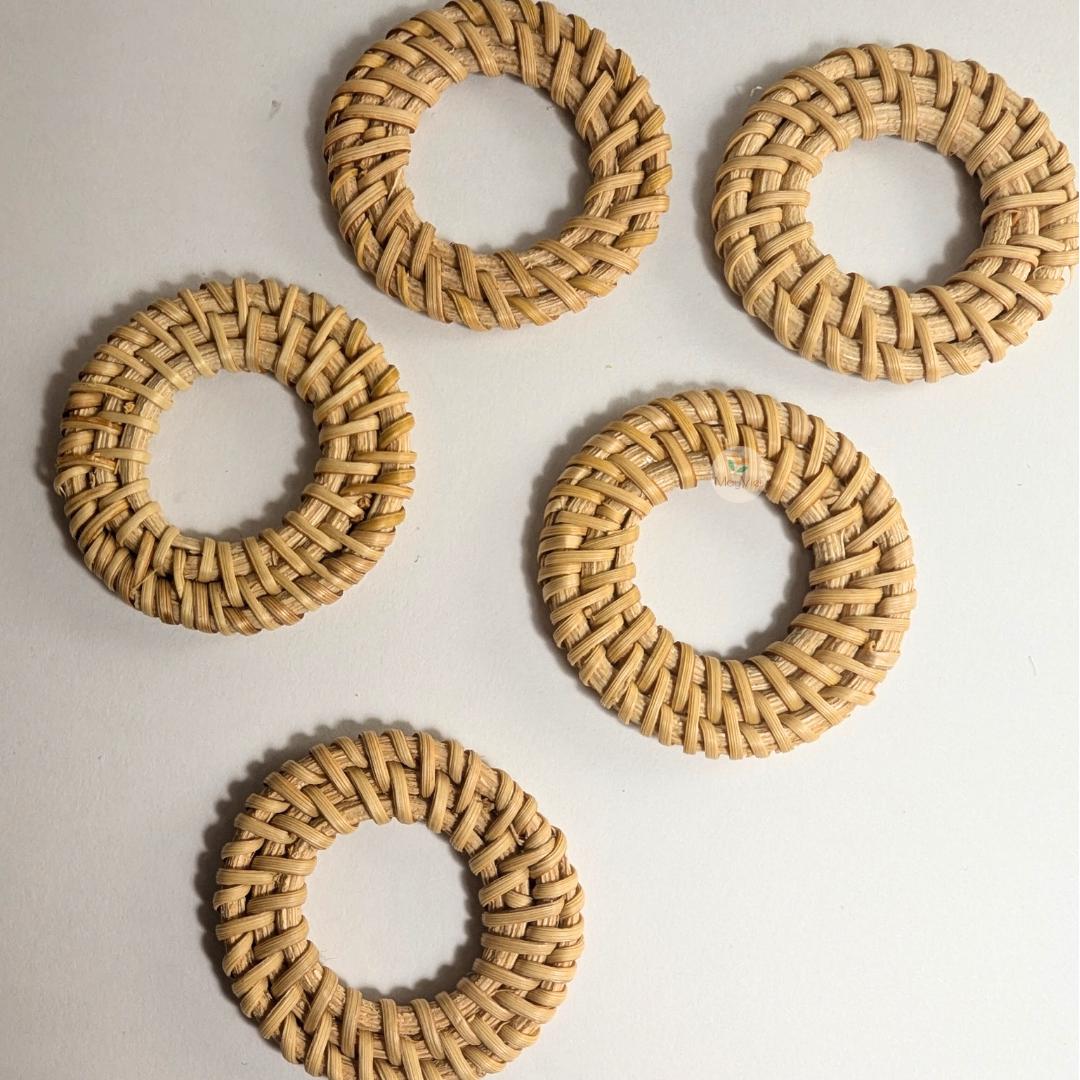 4 pcs Handwoven Natural Rattan Charms For Earrings, Boho Jewelry Triangle Shape