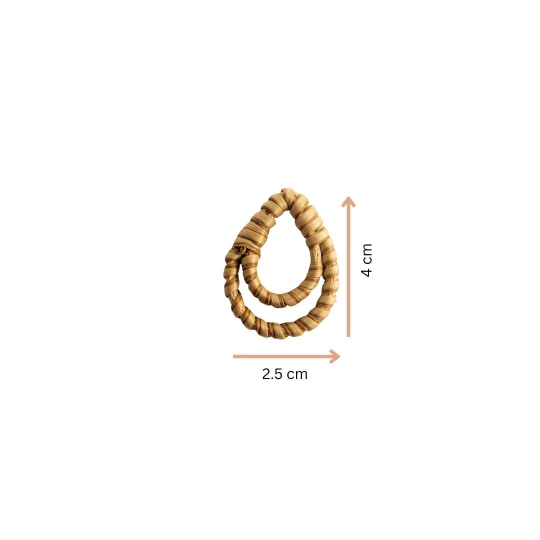 4 pcs Handwoven Natural Rattan Charms For Earrings, Boho Jewelry Brown Teardrop Shape