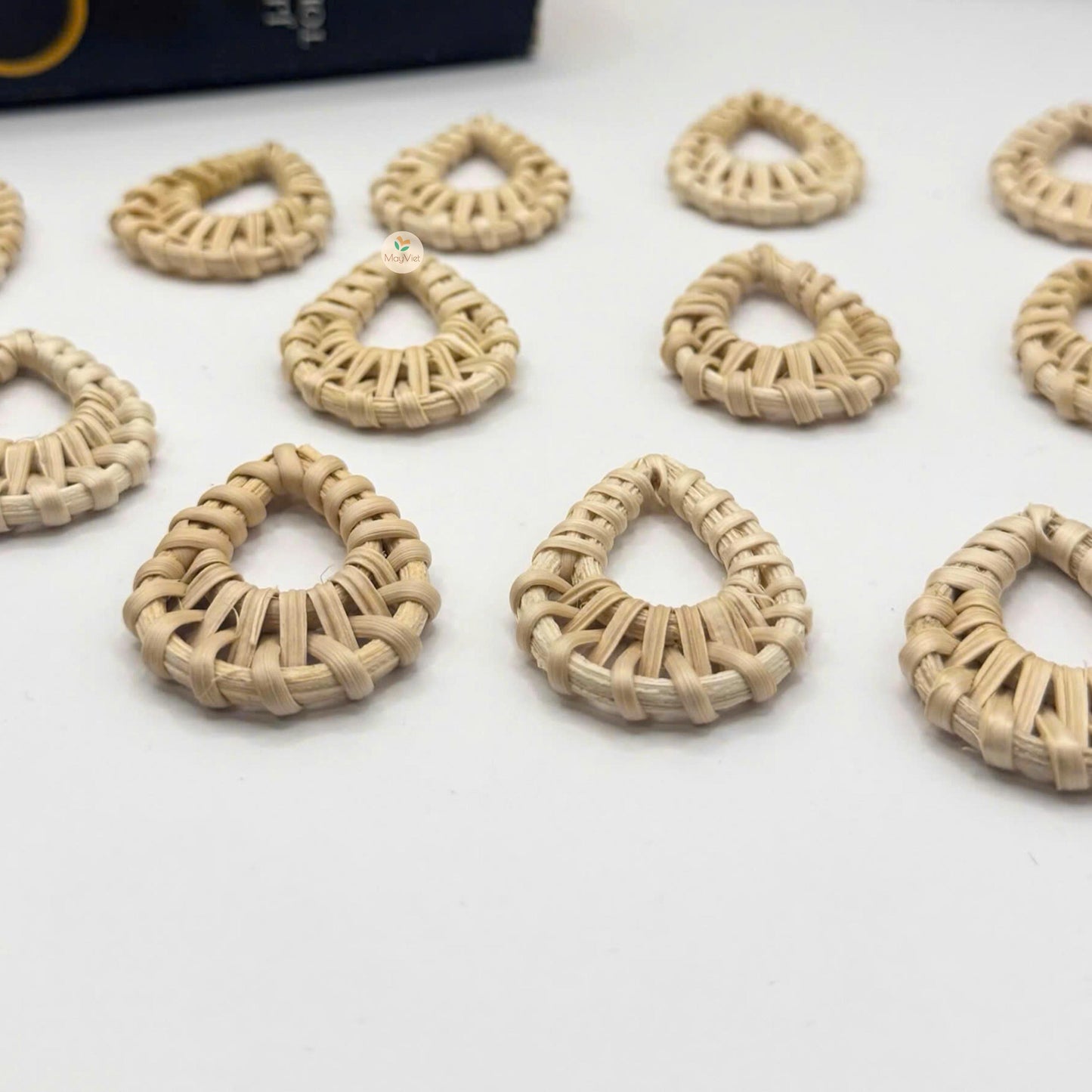 4 pcs Handwoven Natural Rattan Charms For Earrings, Boho Jewelry Teardrop Shape