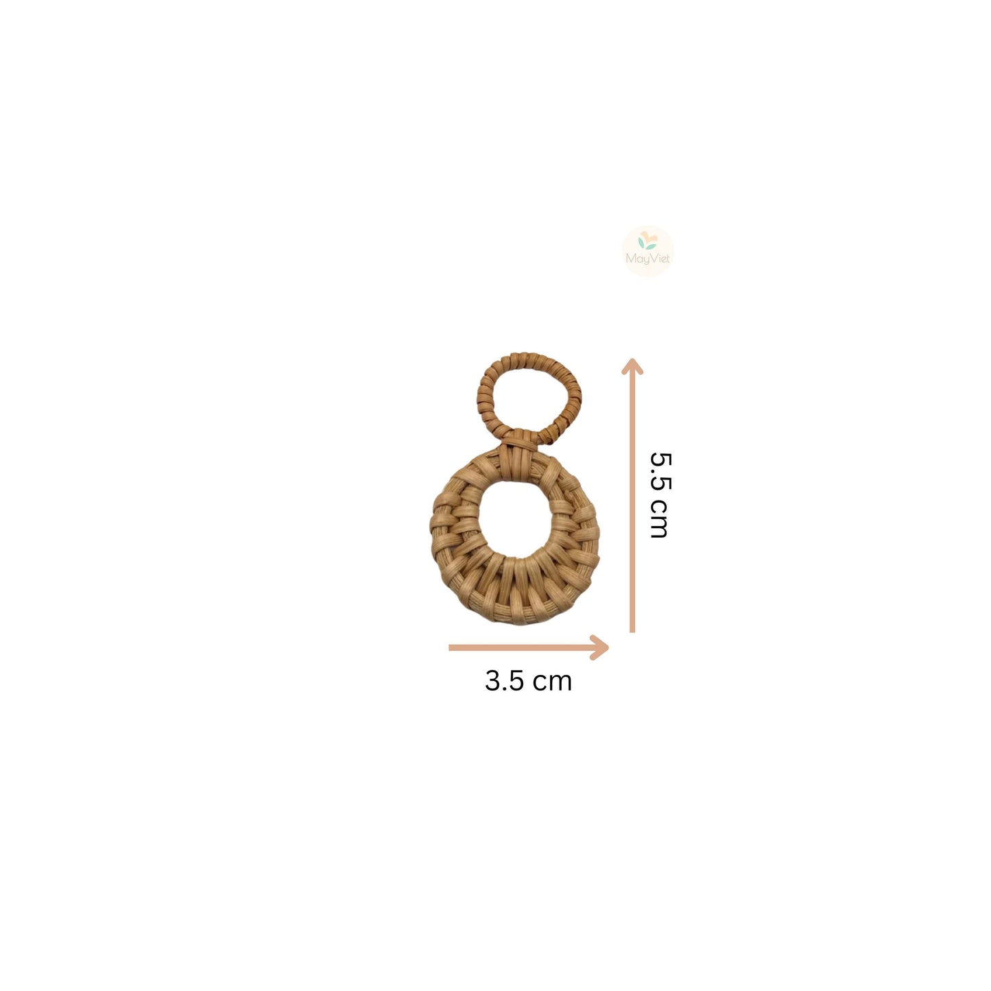 10+ pcs Handwoven Natural Rattan Charms For Earrings Pendant, Boho Jewelry Making Brown Double Circle
