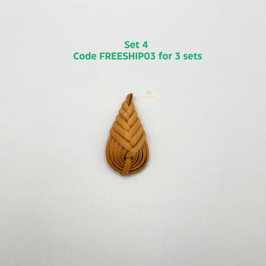 4 pcs Handwoven Natural Rattan Charms For Earrings Pendant, Boho Jewelry Making Teardrop Shape