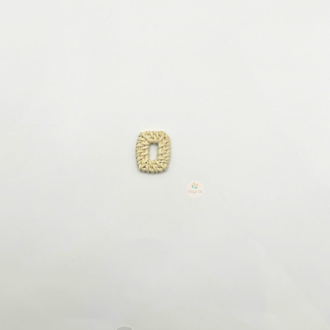 4 pcs Handwoven Natural Rattan Charms For Earrings Pendant, Boho Jewelry White Rectangle Shape