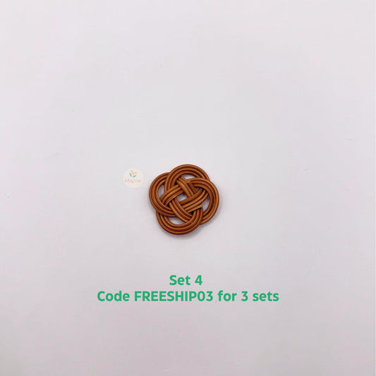 4 pcs Handwoven Natural Rattan Charms For Earrings Pendant, Boho Jewelry Brown Knotted Trivet