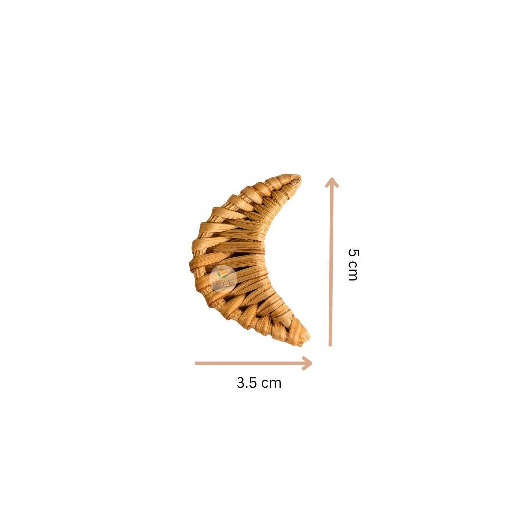 10+ pcs Handwoven Natural Rattan Charms For Earrings, Boho Jewelry Making Moon Shape