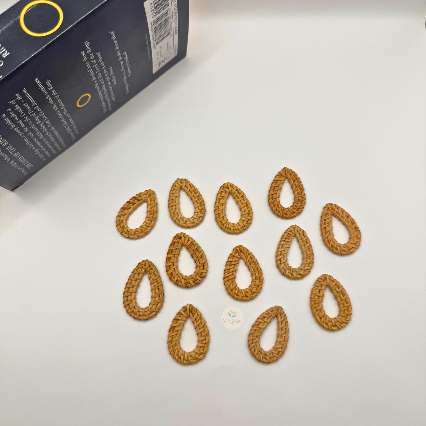 10 pcs Handwoven Natural Rattan Charms For Earrings Pendant, Boho Jewelry Brown Knotted Trivet