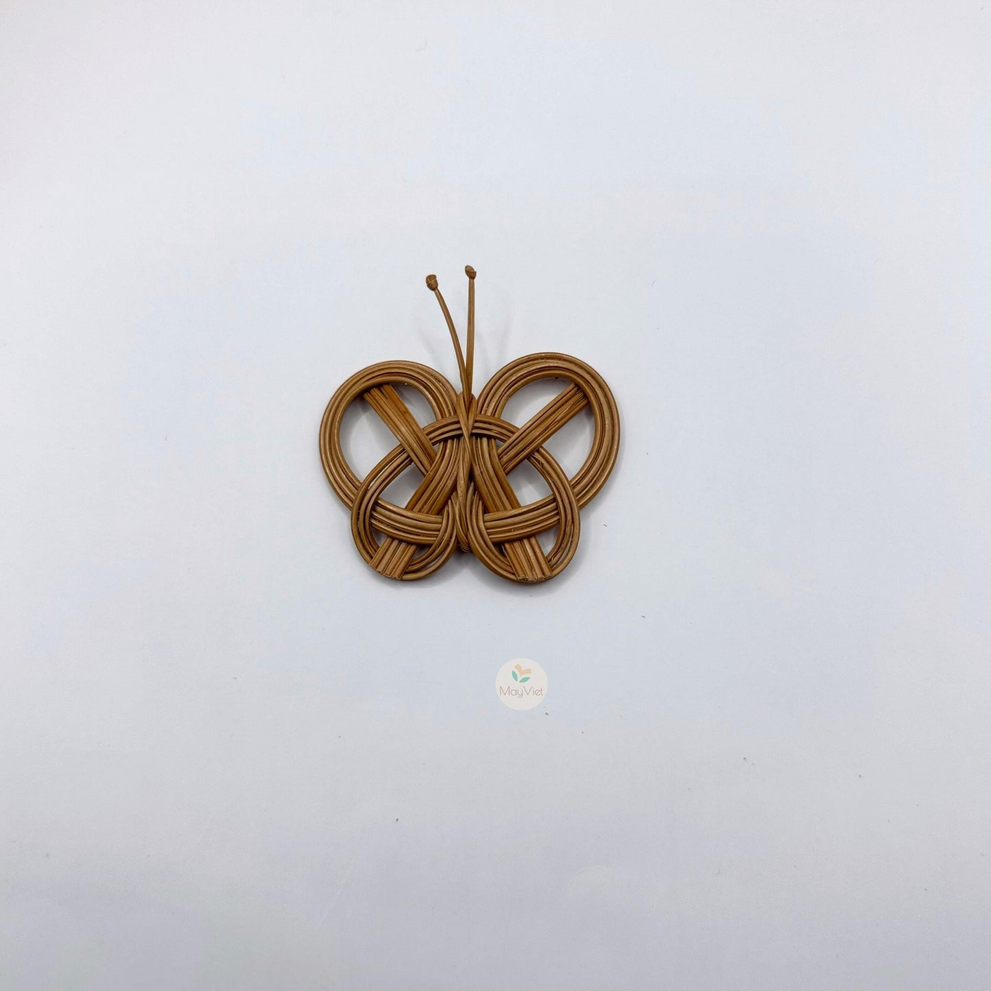 4 pcs Handwoven Natural Rattan Charms Boho Decor Brown Butterfly