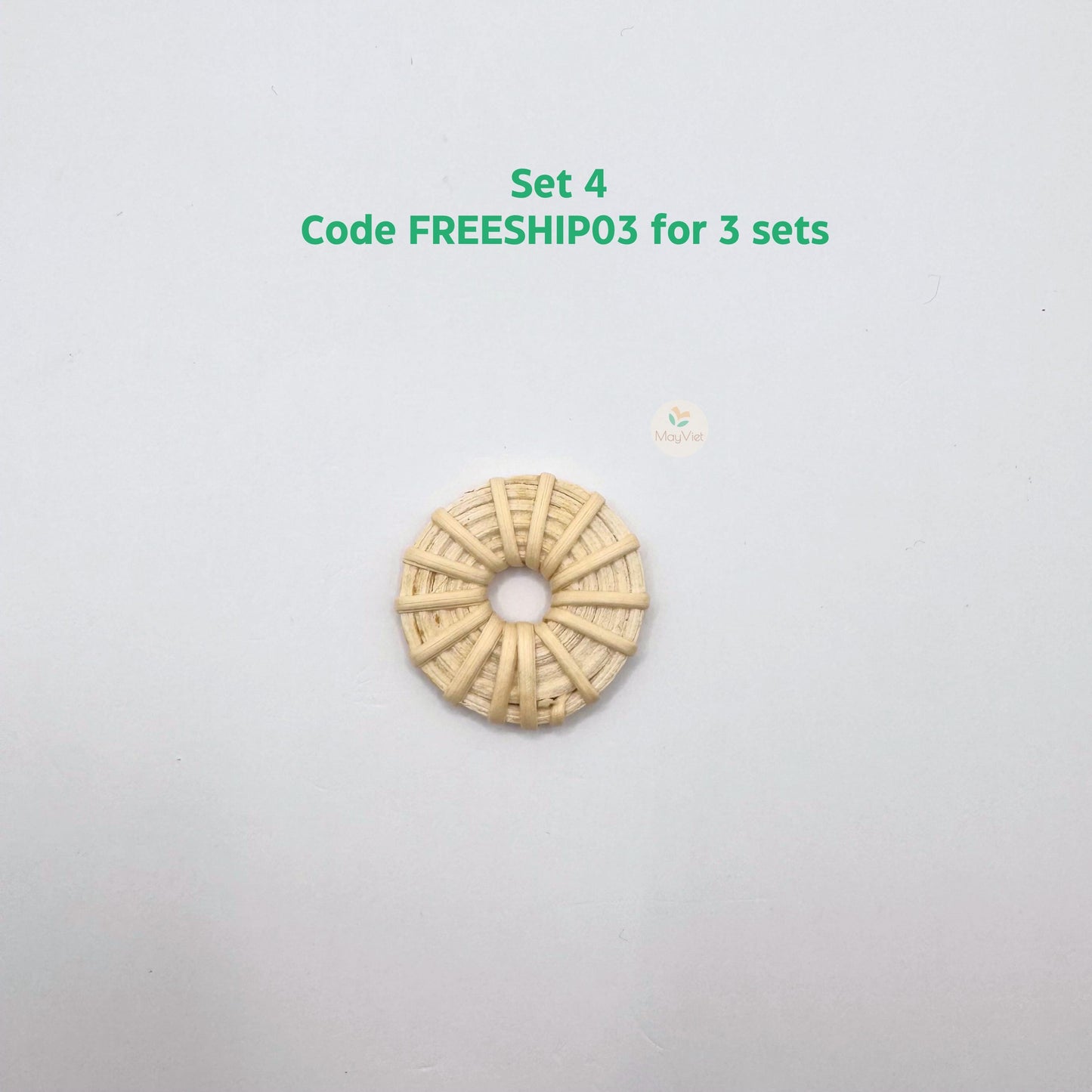 4 pcs Handwoven Natural Rattan Charms For Earrings Pendant, Boho Jewelry White Round Shape