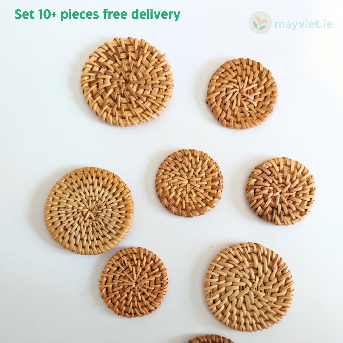 10pcs+ Handwoven Natural Rattan Charms For Earrings, Boho Jewelry Making Round Shape