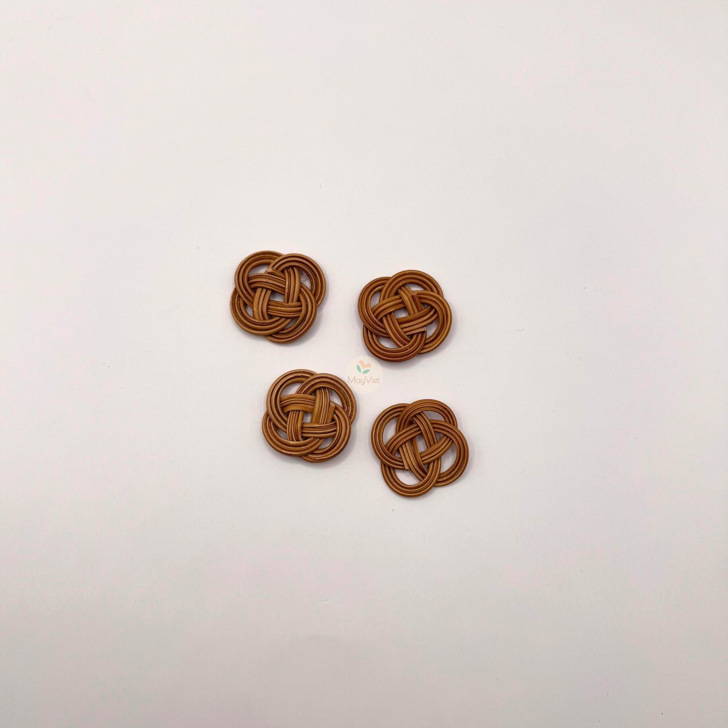 10 pcs Handwoven Natural Rattan Charms For Earrings Pendant, Boho Jewelry Brown Knotted Trivet