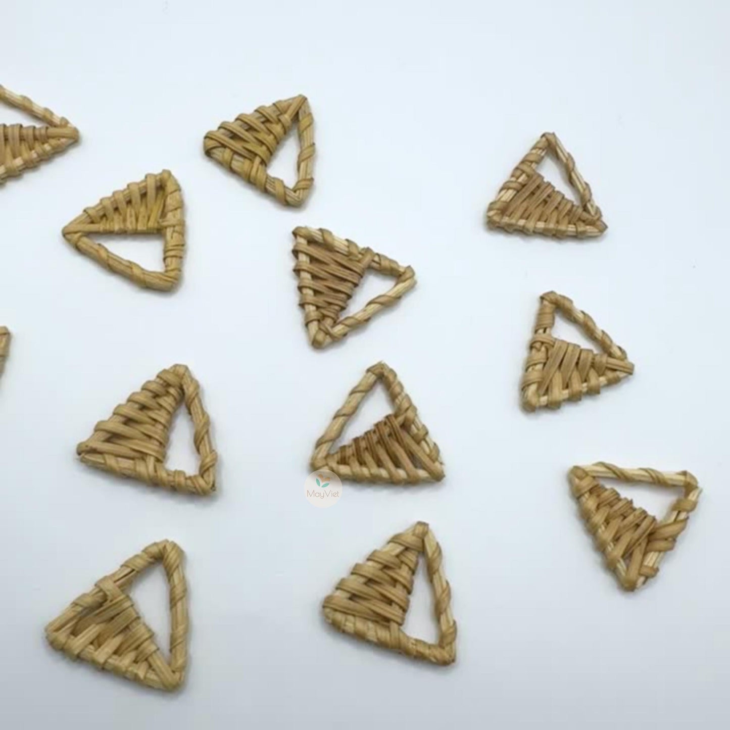 4 pcs Handwoven Natural Rattan Charms For Earrings Pendant, Boho Jewelry Half Triangle Shape