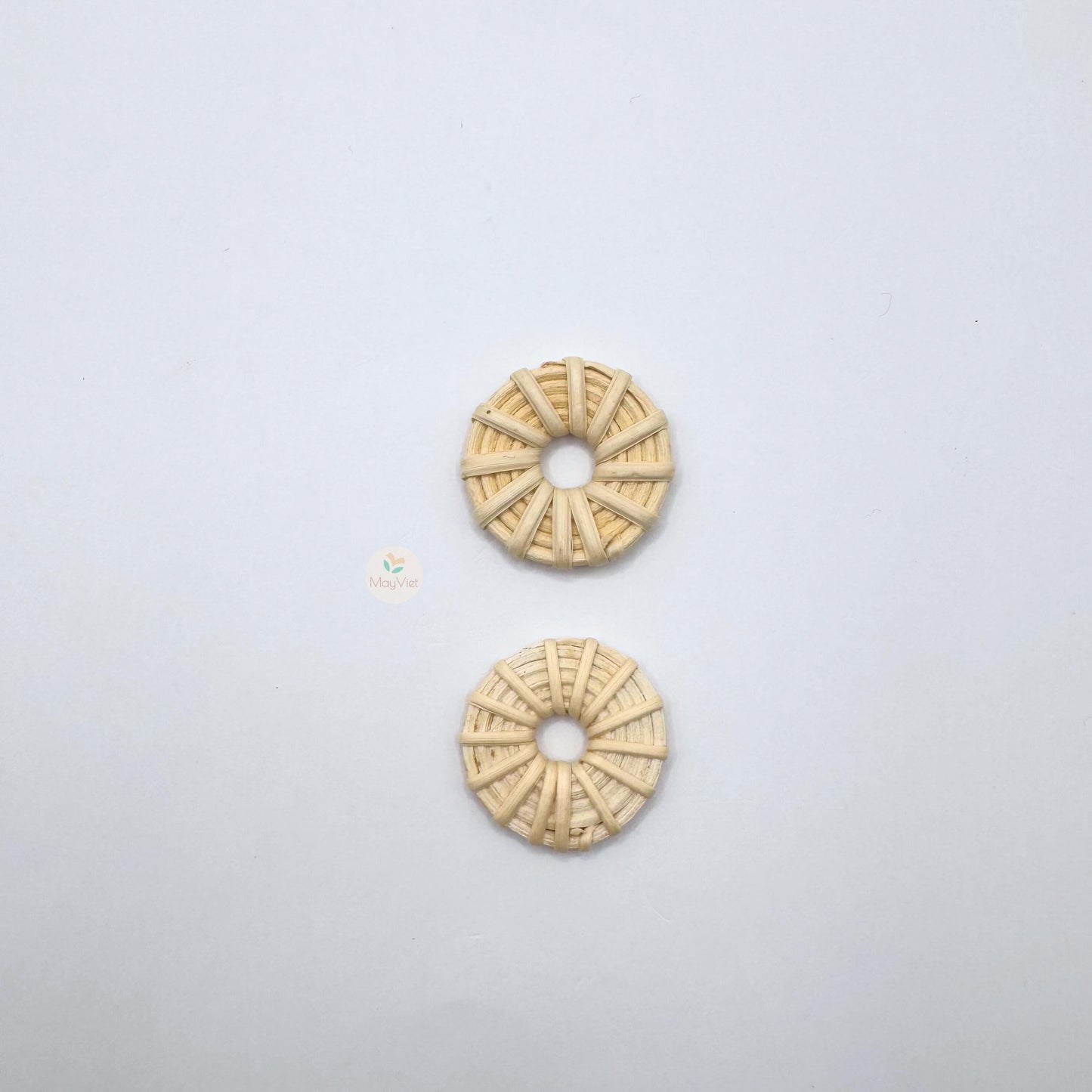 4 pcs Handwoven Natural Rattan Charms For Earrings Pendant, Boho Jewelry White Round Shape