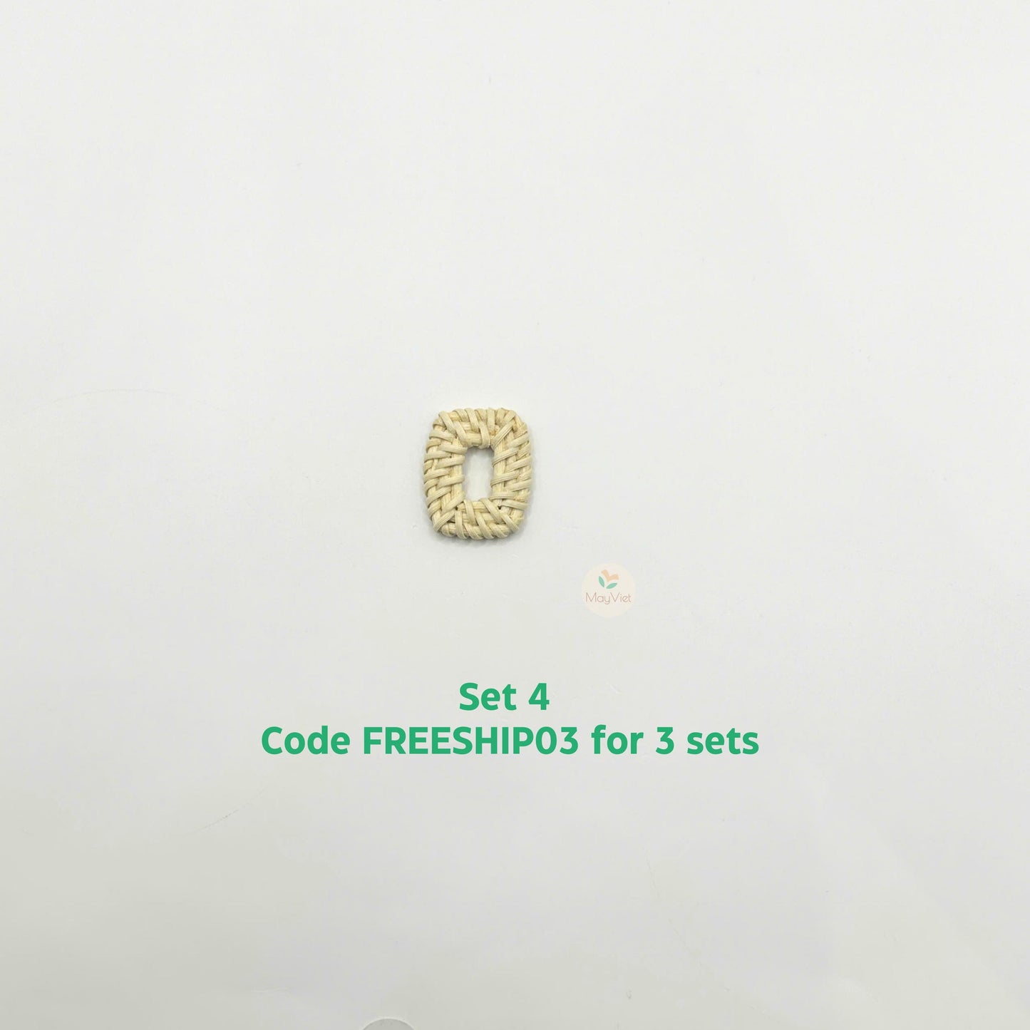 4 pcs Handwoven Natural Rattan Charms For Earrings Pendant, Boho Jewelry White Rectangle Shape