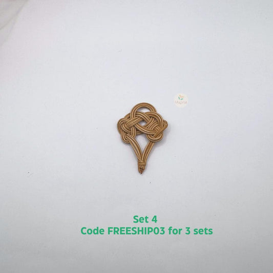 4 pcs Handwoven Natural Rattan Charms For Earrings Pendant, Boho Jewelry Brown Chinese Knot