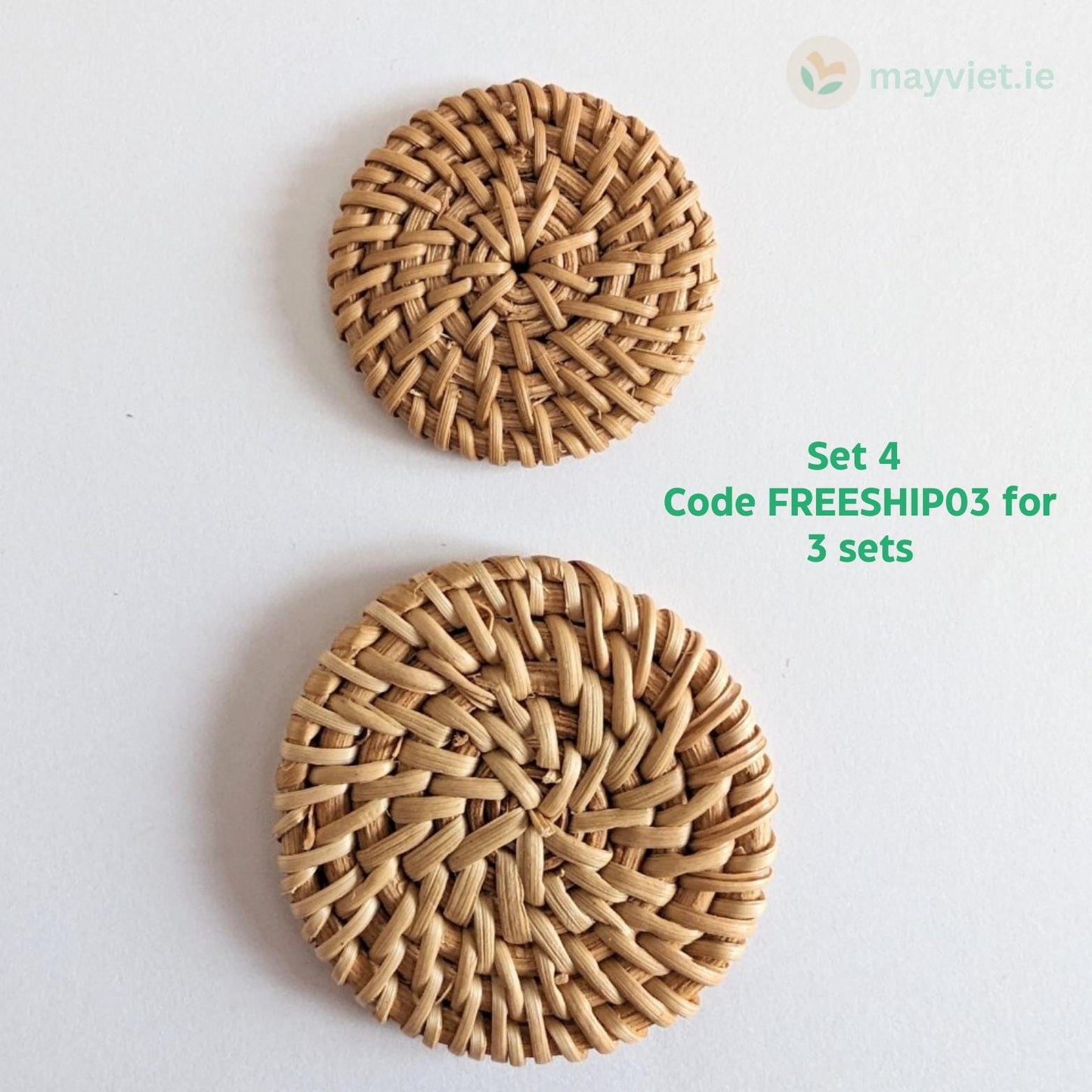 4 pcs Handwoven Natural Rattan Charms For Earrings, Boho Jewelry Making Round,Shape