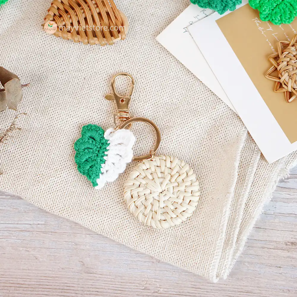 Mayvietstore Custom Rattan Keychain is a unique and stylish keychain made from hand-woven rattan. It is perfect for adding a touch of personality to your keys or bag. The keychain comes in a variety of colors and patterns to choose from, so you can find one that fits your style