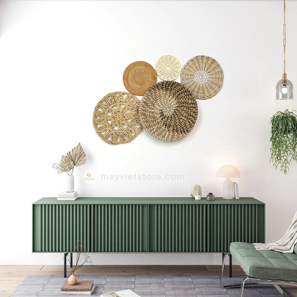This set of 5 handwoven rattan baskets is a beautiful and versatile way to add a touch of natural style to your home. The baskets can be used to store a variety of items, such as plants, flowers, fruits, and vegetables. They can also be used as hanging decor, adding a rustic touch to any room. The baskets are made from sustainable rattan and are handwoven by Vietnamese artisans. They are available in a variety of sizes and colors, so you can find the perfect set to match your décor.