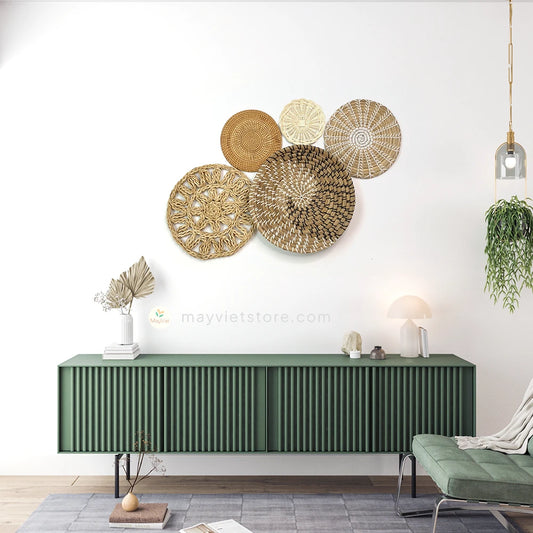 This set of 5 handwoven rattan baskets is a beautiful and versatile way to add a touch of natural style to your home. The baskets can be used to store a variety of items, such as plants, flowers, fruits, and vegetables. They can also be used as hanging decor, adding a rustic touch to any room. The baskets are made from sustainable rattan and are handwoven by Vietnamese artisans. They are available in a variety of sizes and colors, so you can find the perfect set to match your décor.