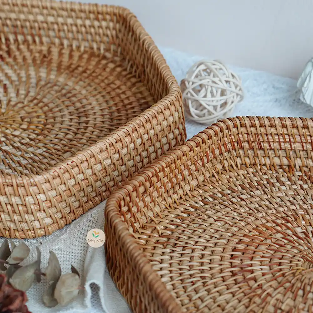 Rattan Wicker Serving Tray Hexagonal