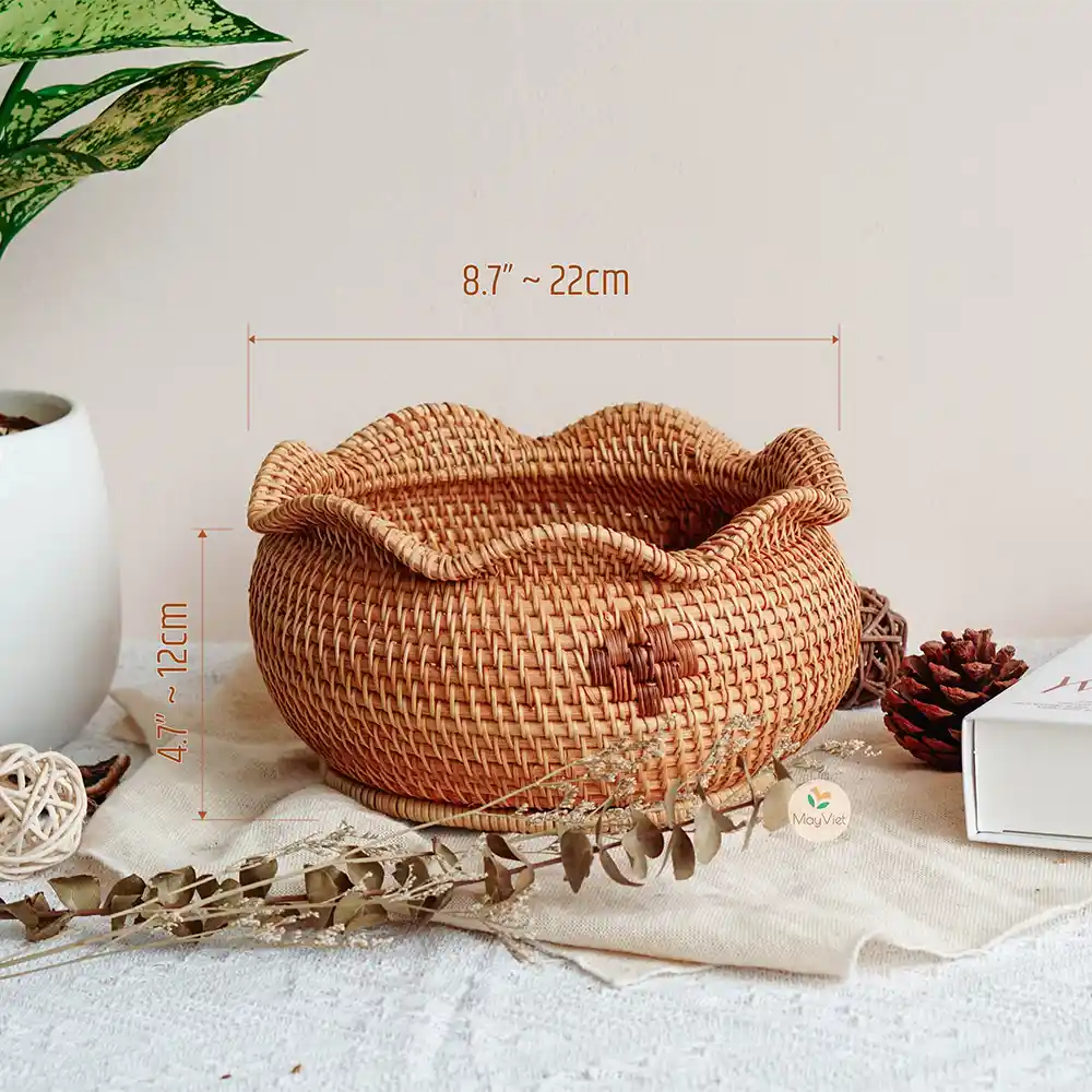 Decorative Rattan Wicker Round Basket