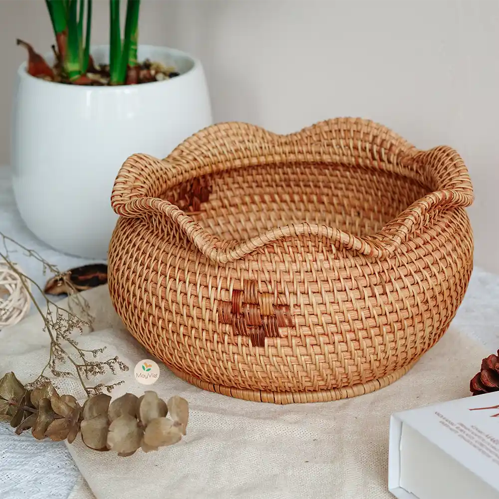 Decorative Rattan Wicker Round Basket