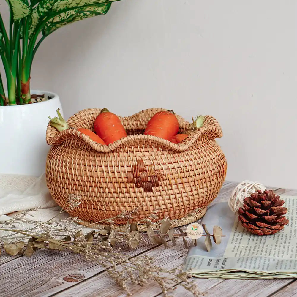 Decorative Rattan Wicker Round Basket
