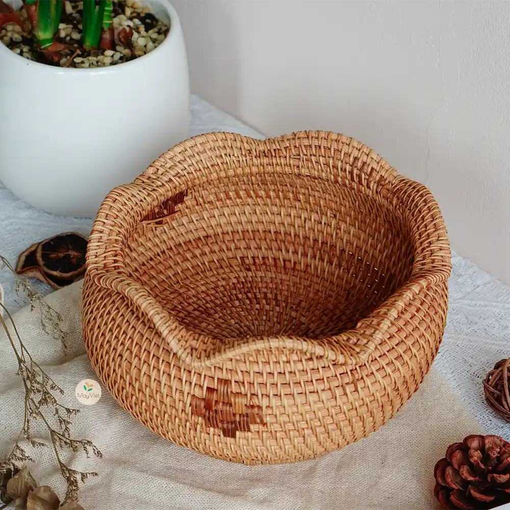 Decorative Rattan Wicker Round Basket