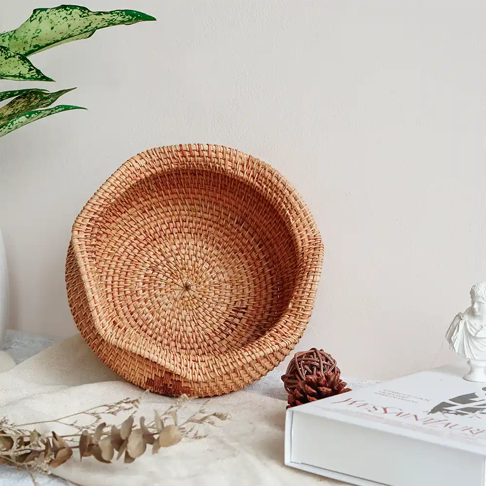 Decorative Rattan Wicker Round Basket